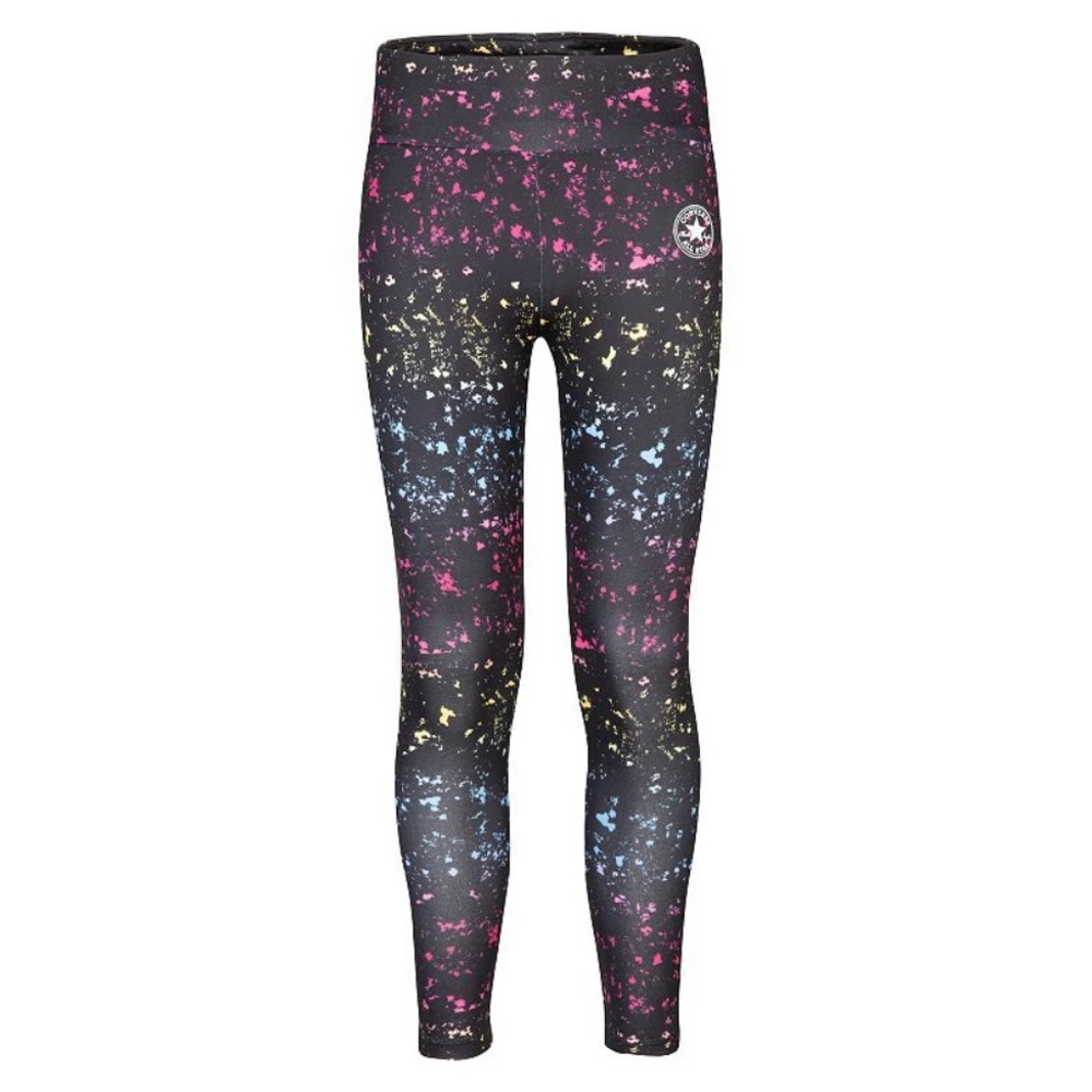 Converse girls’ high rise wide waistband leggings NEW XL black multi galactic